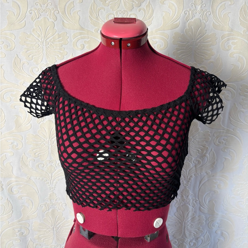 Black Mesh Crop Top